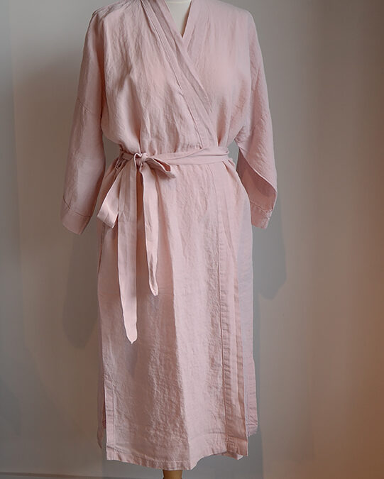 blush pink linen robe