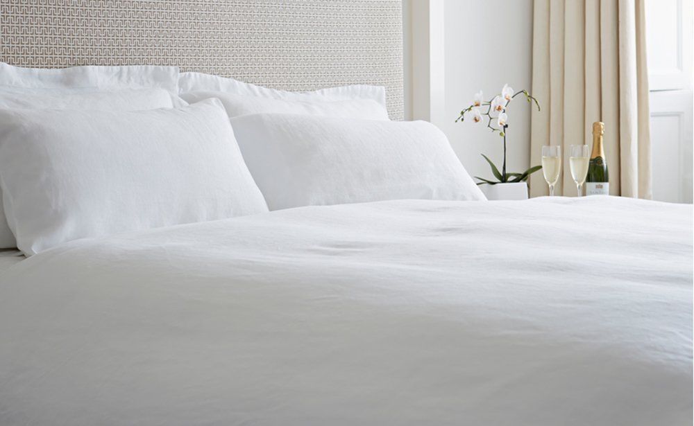 linen bedding - white
