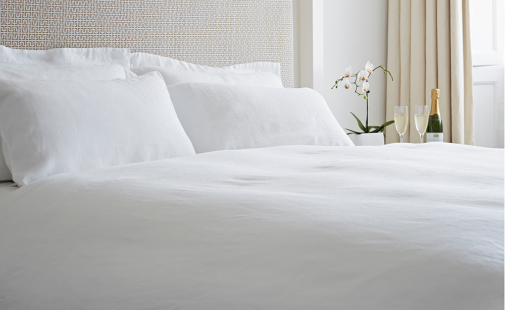 linen bedding - white