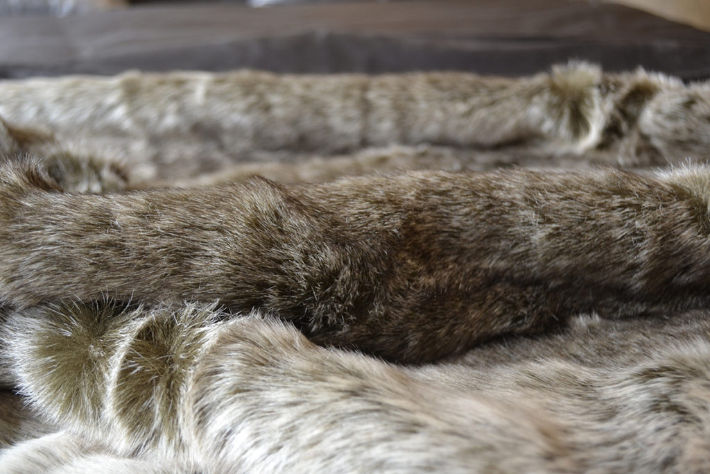 silver wolf faux fur throw