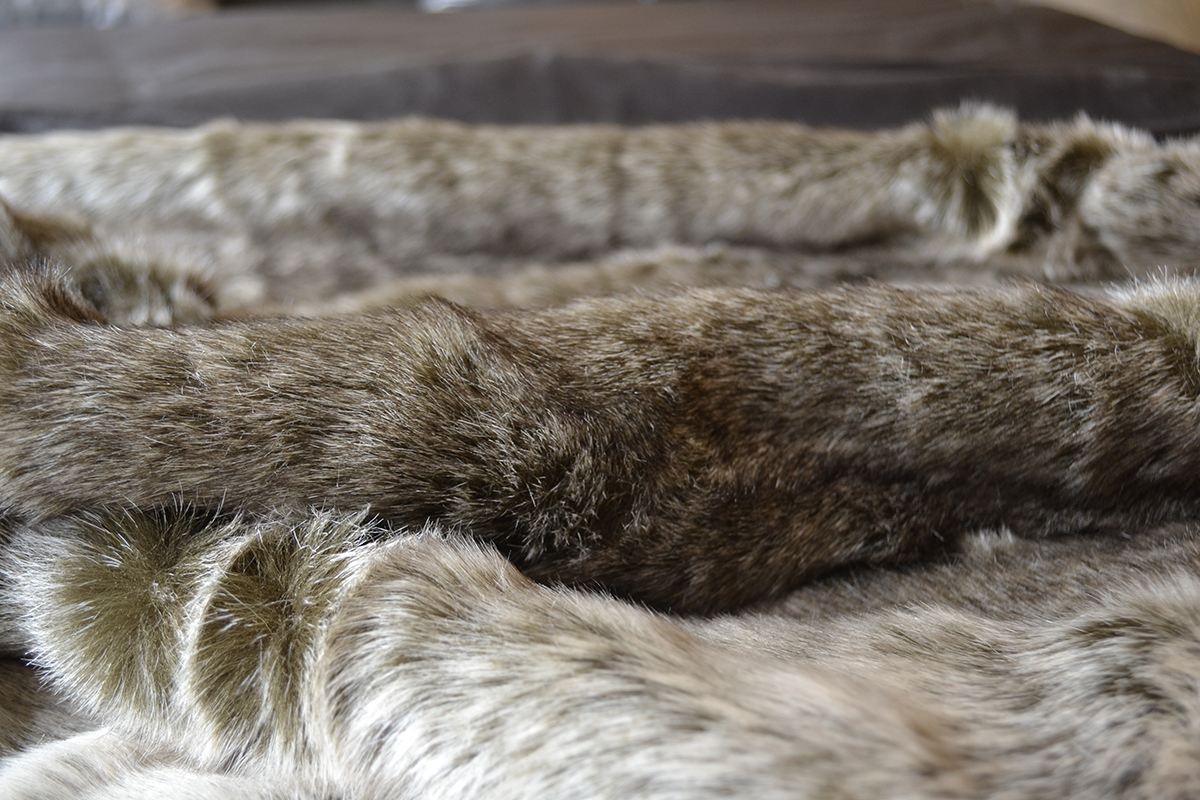 silver wolf faux fur throw