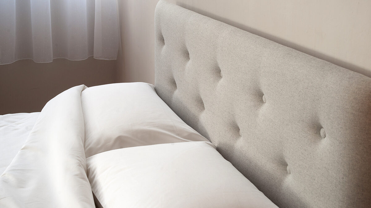 padded bed close up