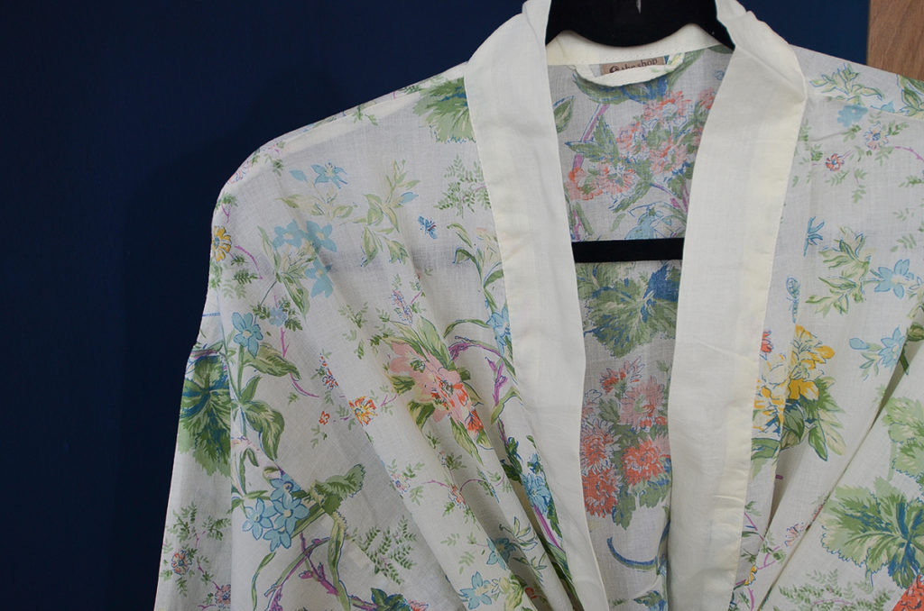 cream floral cotton dressing gown