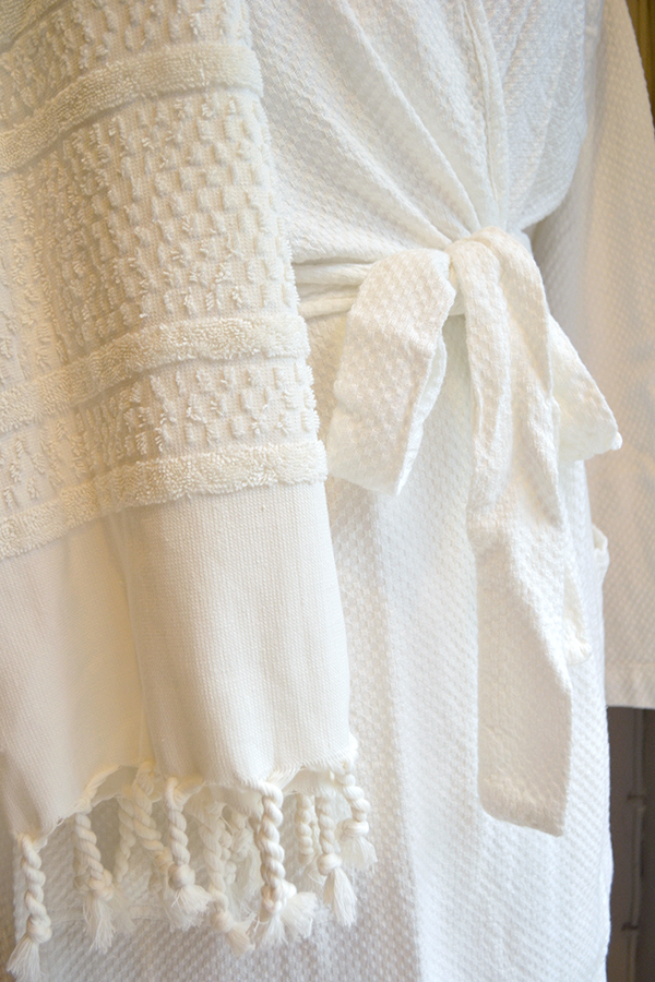 linum kimono robes - ivory