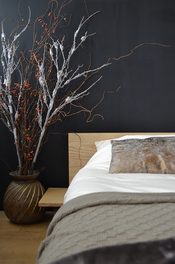 black autumn winter look Kulu bed in Ash with optional side table