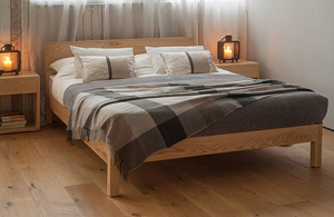 Scandi look low wooden sahara bed made from Ash