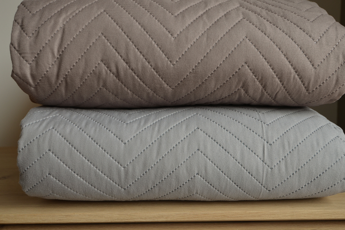 stitched and quilted bedspreads - chevron design