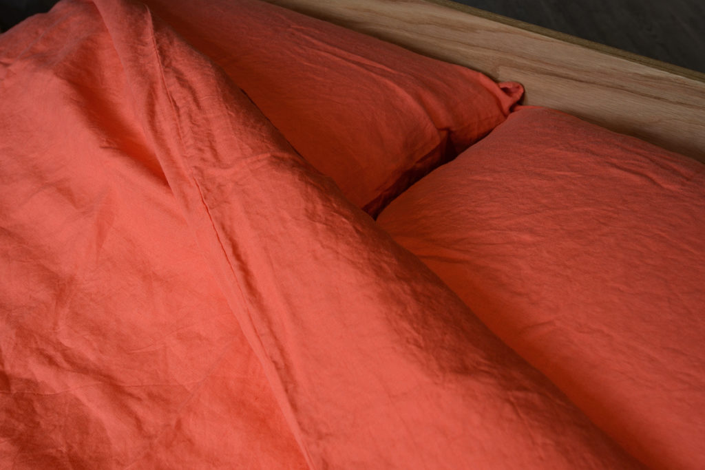 lisbon coral linen bedding