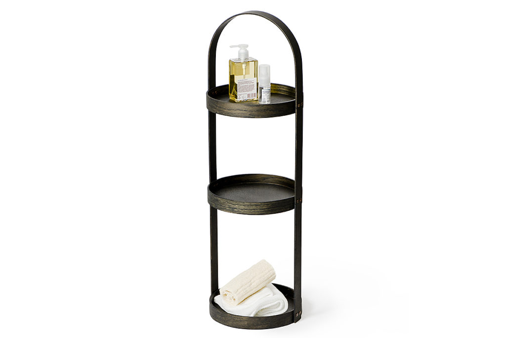 3 tier bathroom storage caddy - dark oak