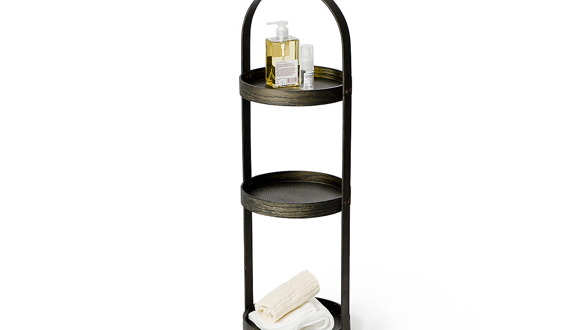 3 tier bathroom storage caddy - dark oak