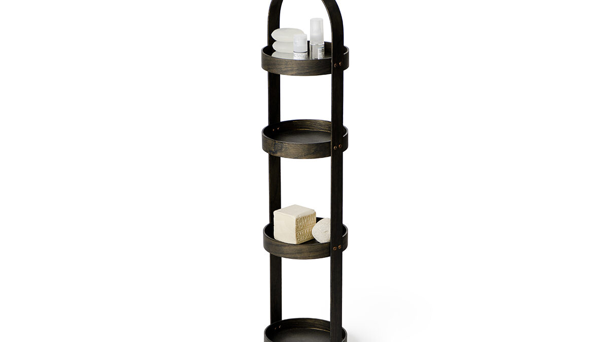 dark oak storage caddy - 4 tier