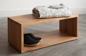 Open shelf table or bench by Black Lotus comes in Oak or Walnut wood