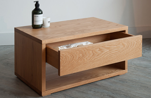 Contemporary Oak bedroom furniture - 1 drawer bedside Cube table