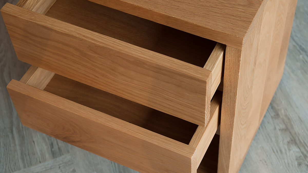black lotus 2-drawer bedside open