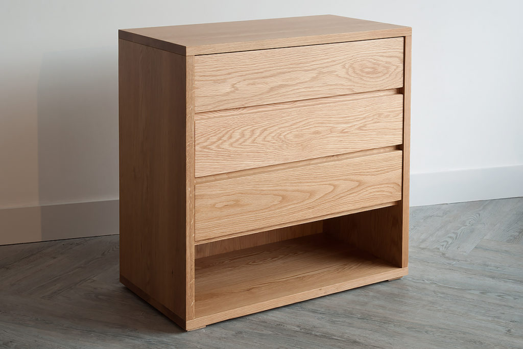 The Cube an oak 3-drawer chest of drawers or Bedside table.