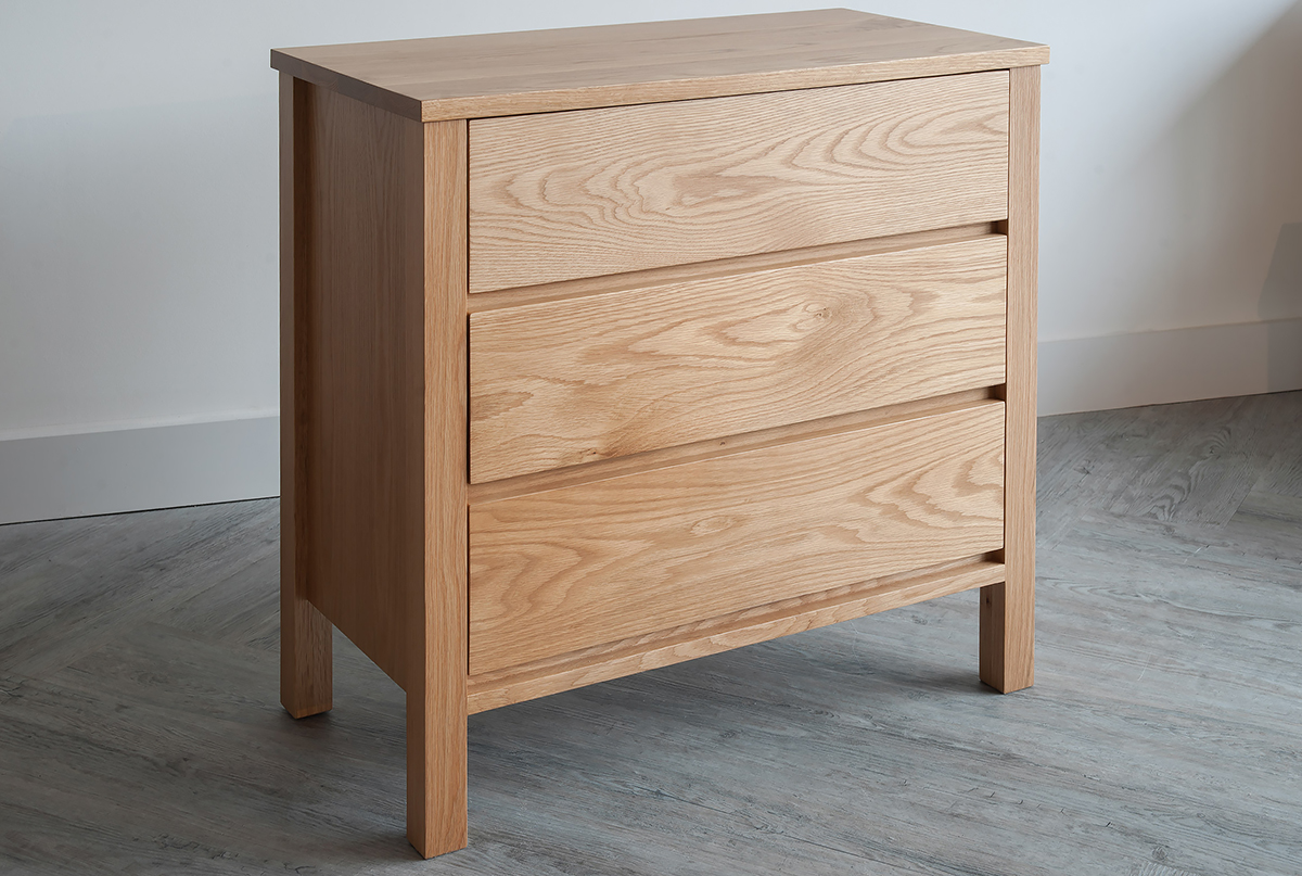 Black Lotus Oak Shaker 3 Drawer Chest Natural Bed Company