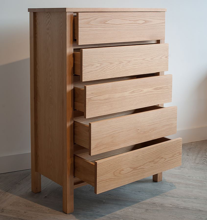 shaker 5-drawer chest open