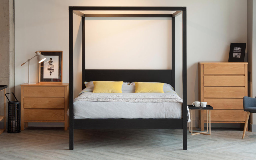 black orchid a solid wood 4 poster bed made from black painted Oak