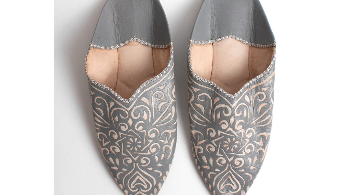 moroccan leather slippers with cut out decoration