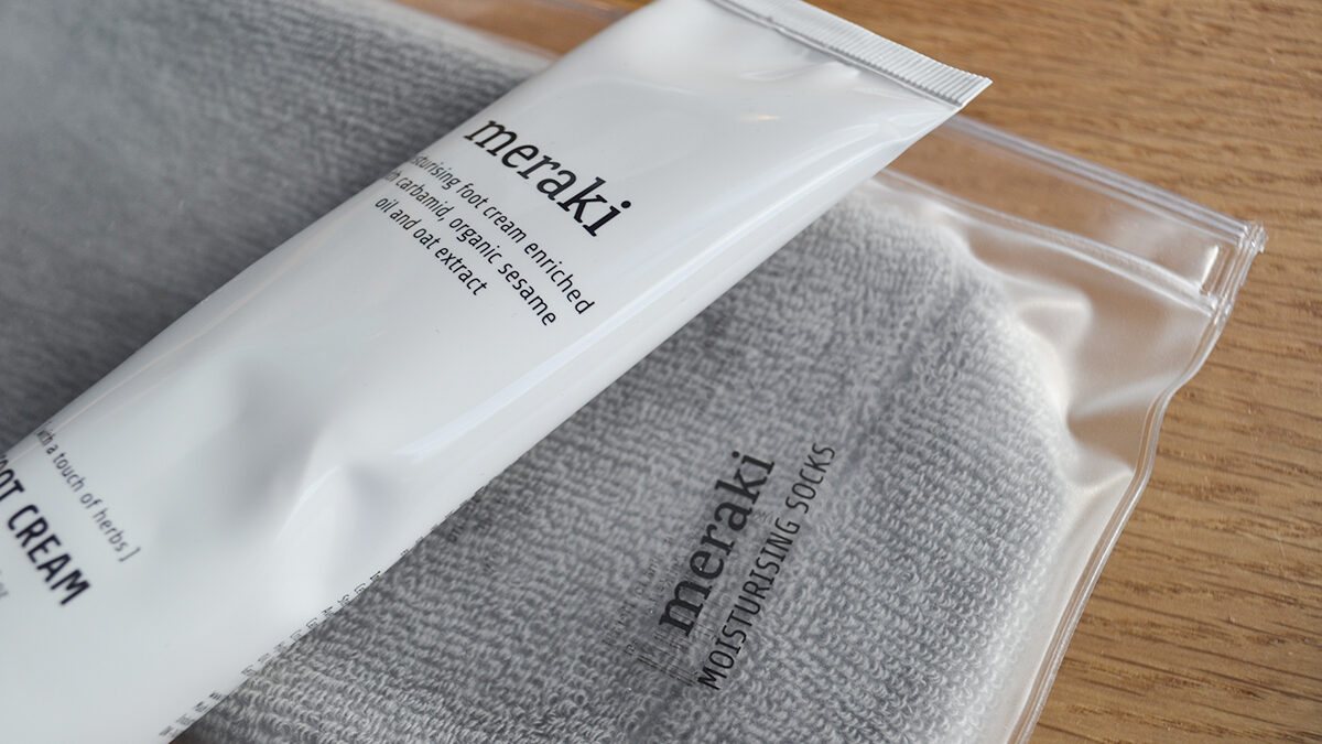 meraki foot cream and socks