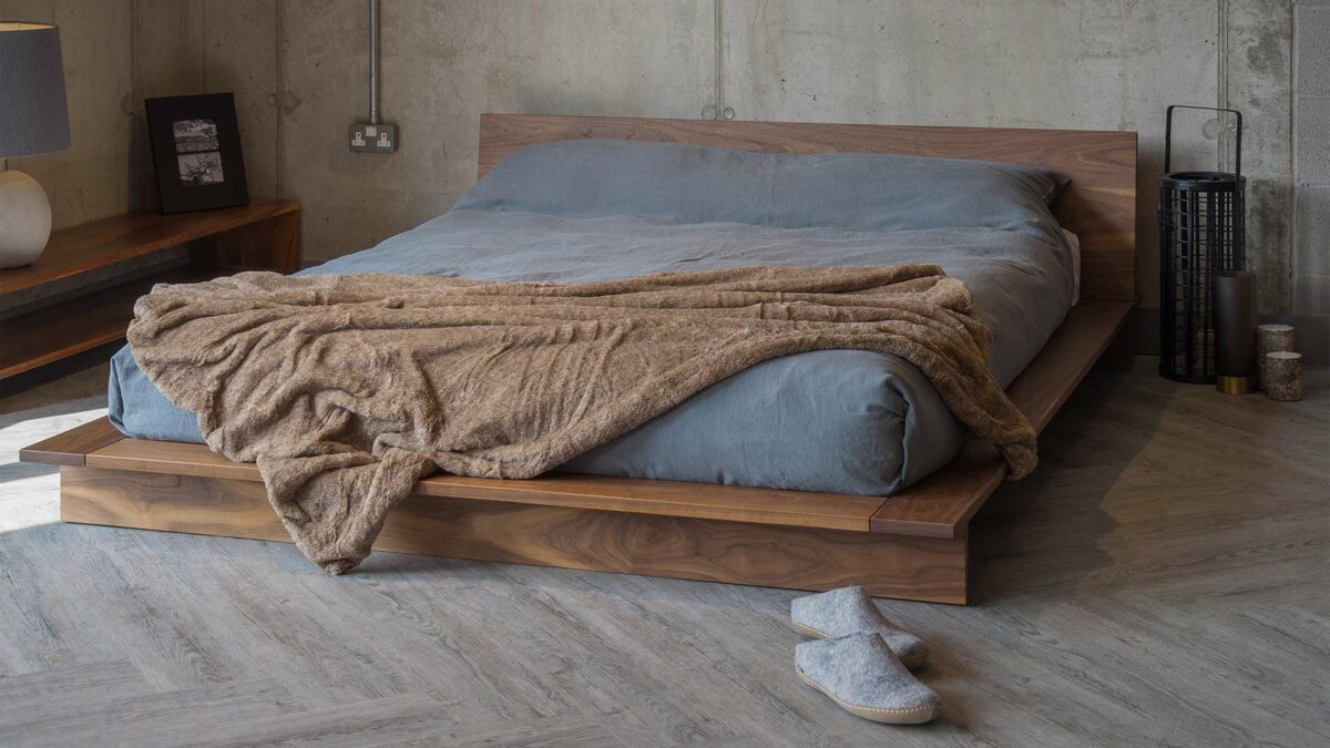 low platform style solid wooden bed - The Oregon - great for rooms with low ceilings