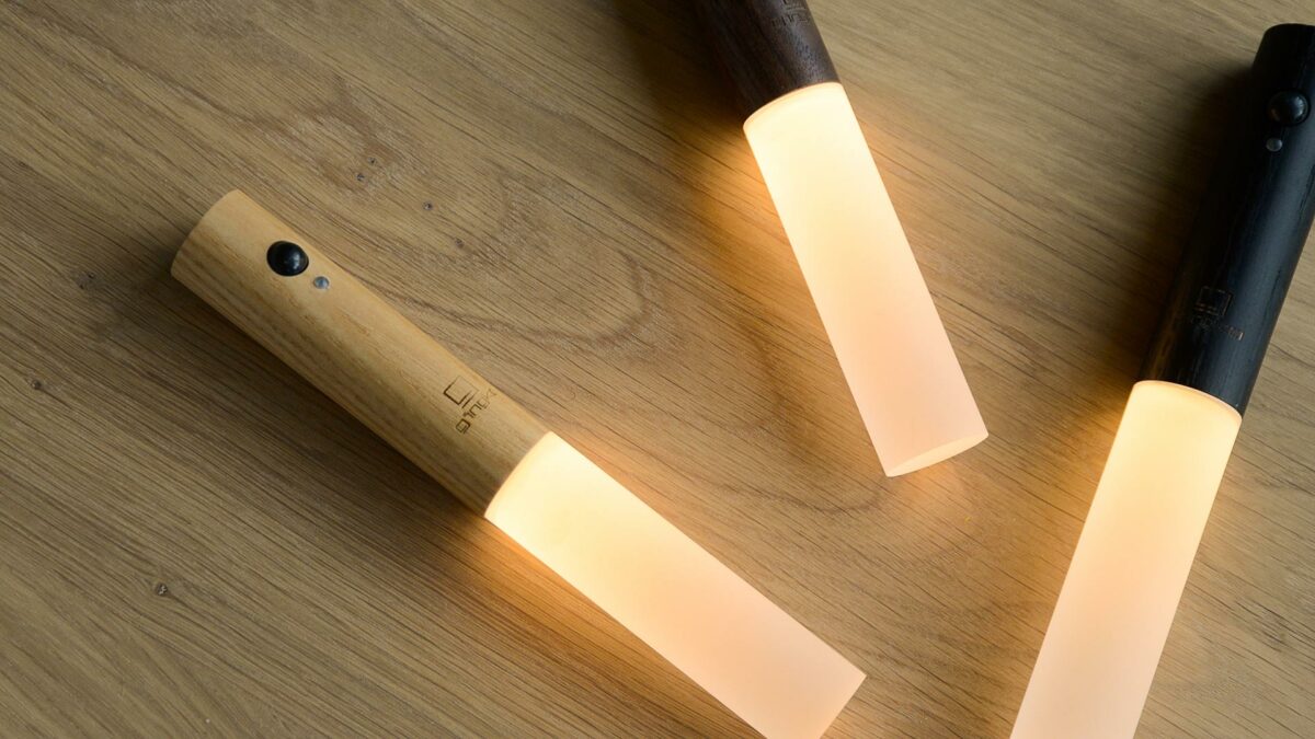 chargeable LED wooden baton light with magnetic wall holder and movement censor