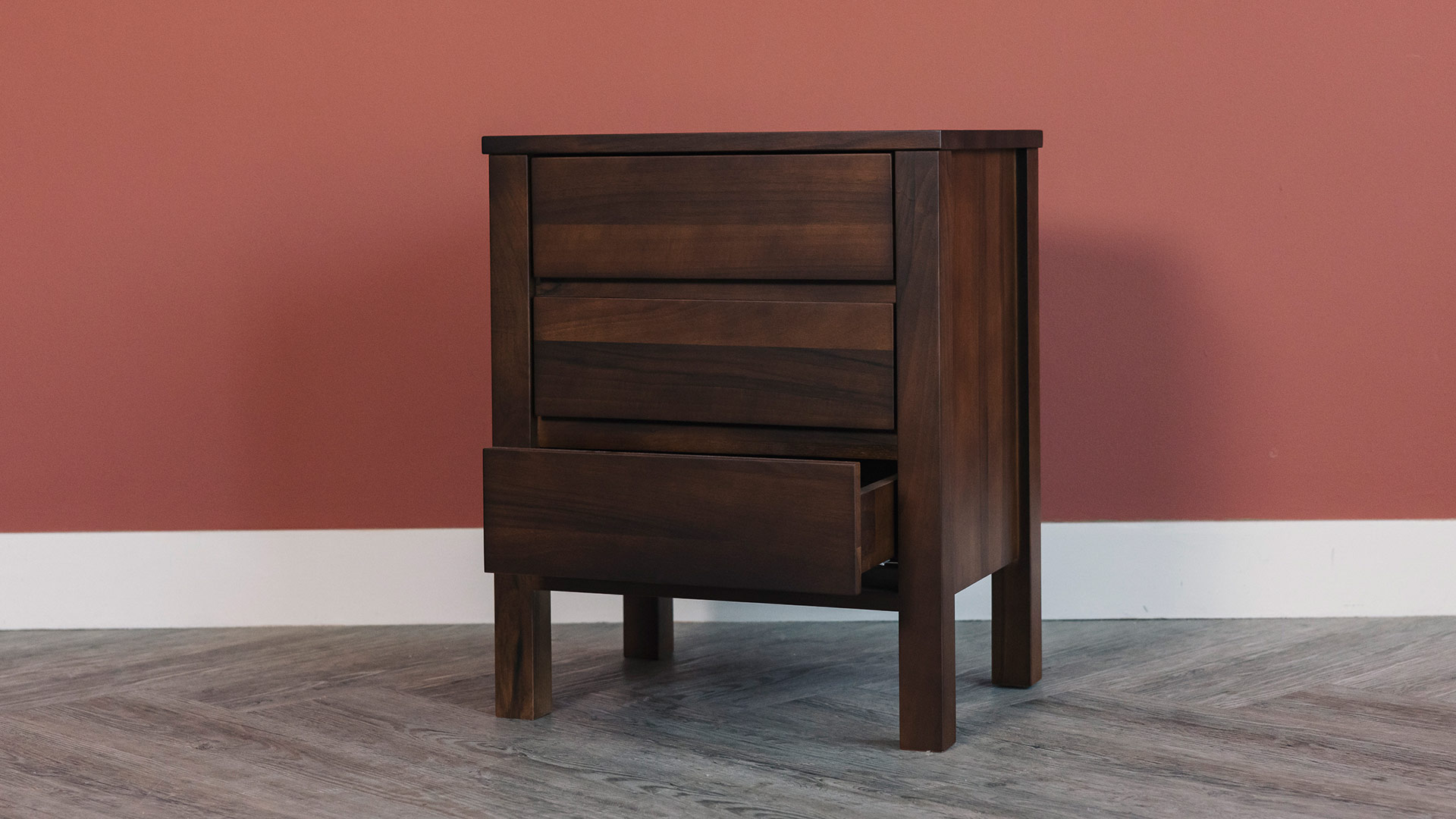 Walnut Bedside Drawer Unit Shaker Natural Bed Company