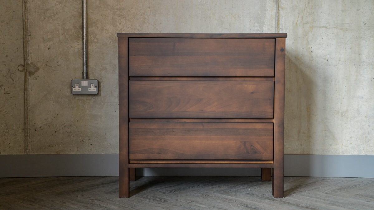 3 drawer chest smoked walnut