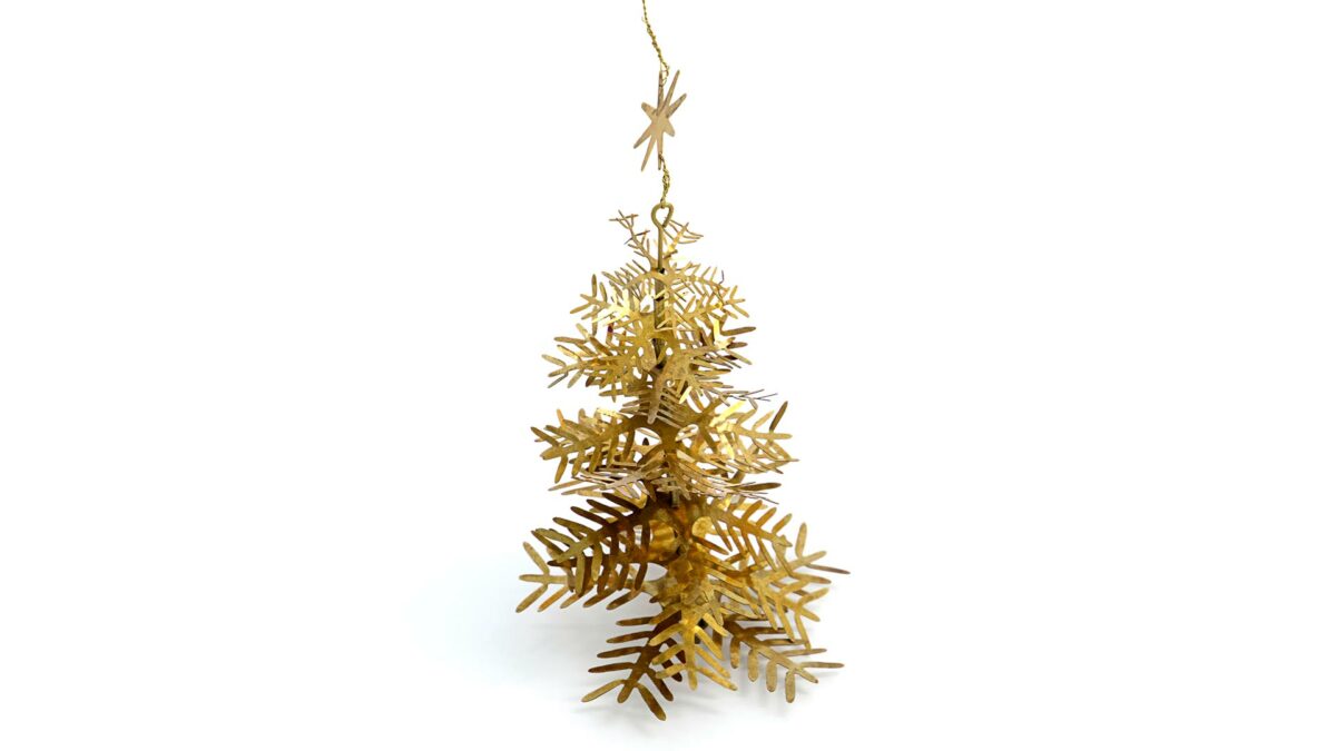 3d christmas tree in brass