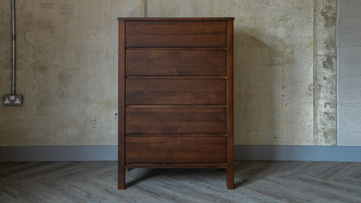 5 drawer tallboy smoked walnut