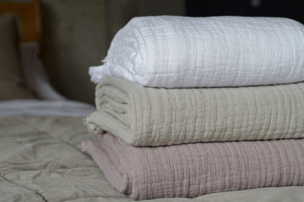 pure cotton textured weave throws in 3 colour ways