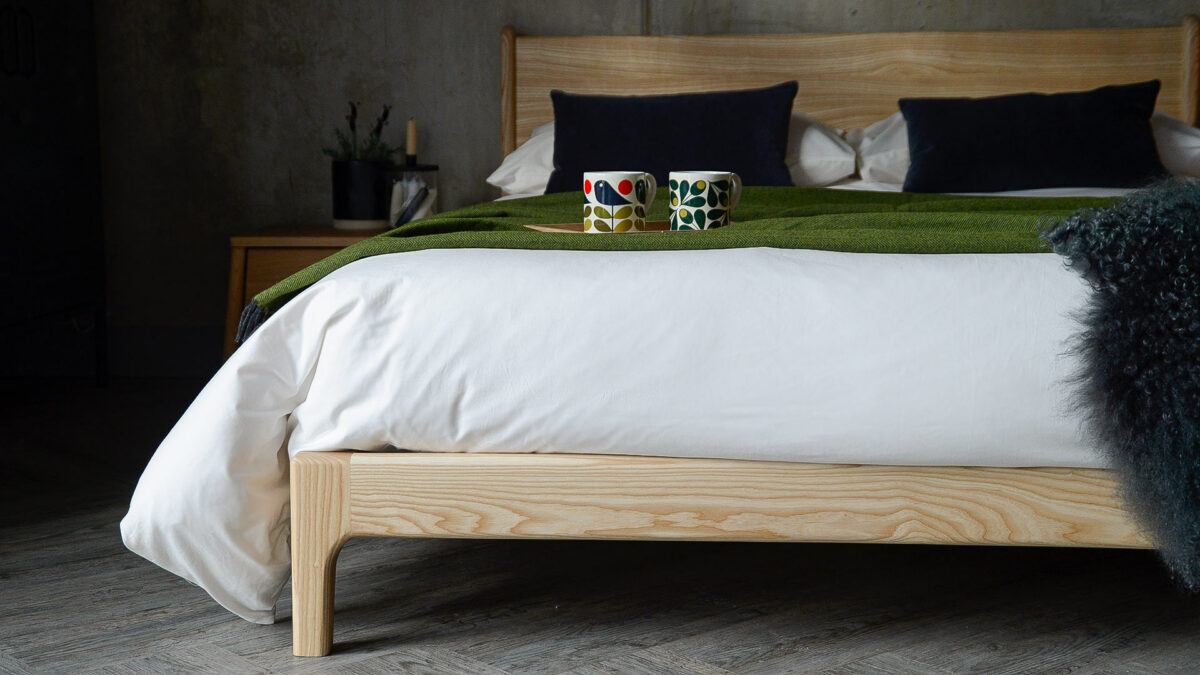 a closer view of the foot end of our solid wood Carnaby bed