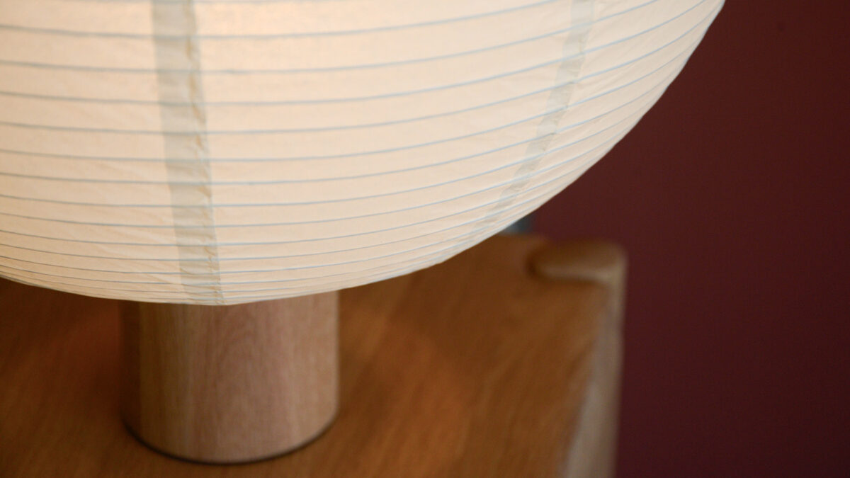 Balloon Shade Lamp with Solid Oak Base - Image 2