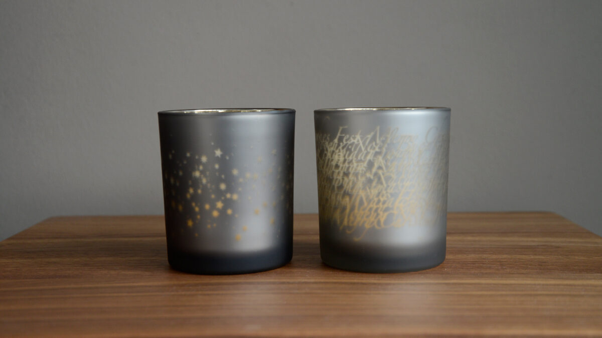 Black Frosted Glass Candleholders 2 large designs