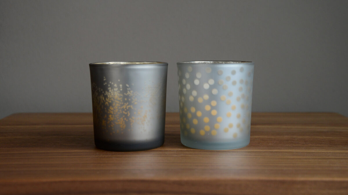 Black Frosted Glass Candleholders 2 small designs