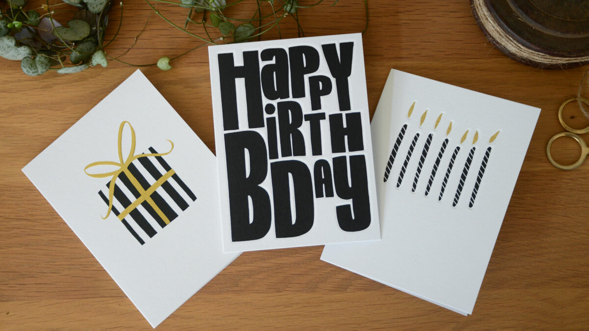 Black Gold Birthday Cards