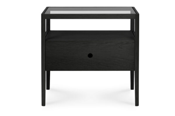 cut out image of black oak Spindle bedside table from the front