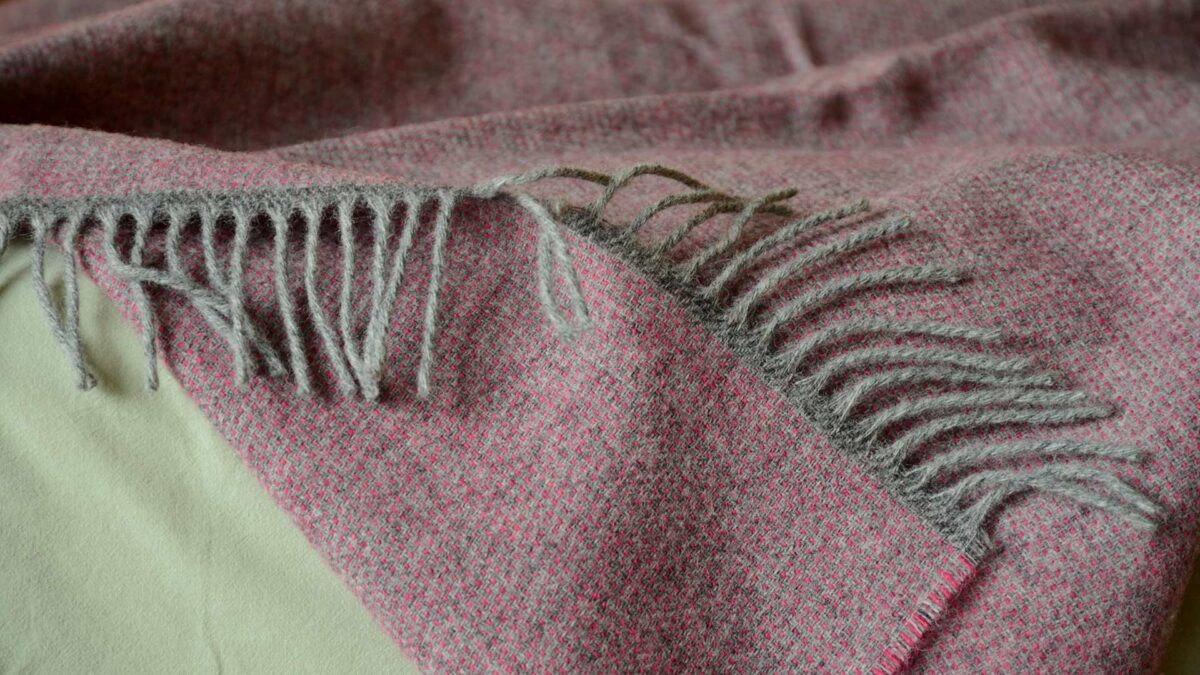 Blackberry Marl Wool Throws Tassel Detail