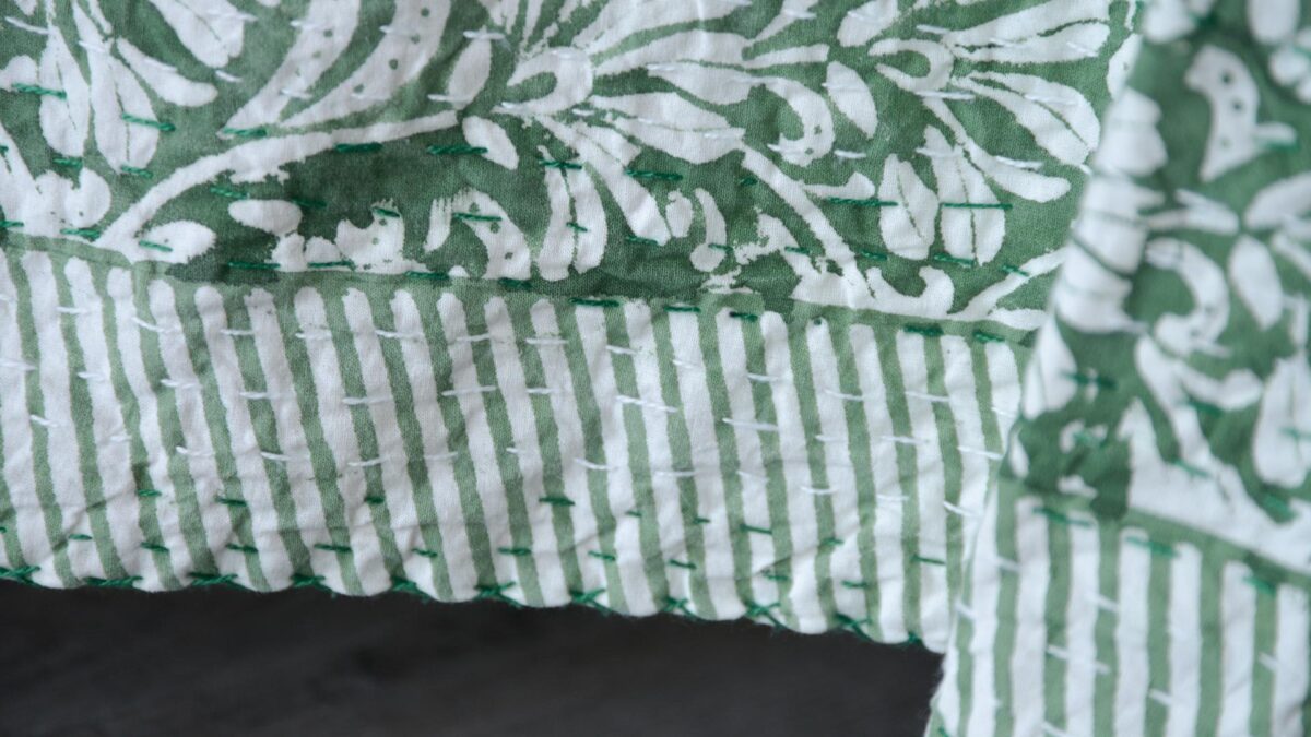 Block Print Stitched Cotton Bedspreads - Various Colours - Image 14