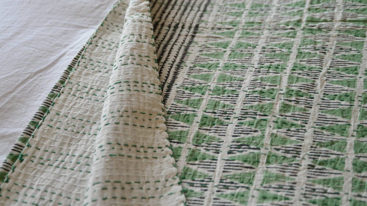 Block Print Stitched Cotton Bedspreads - Various Colours - Image 9
