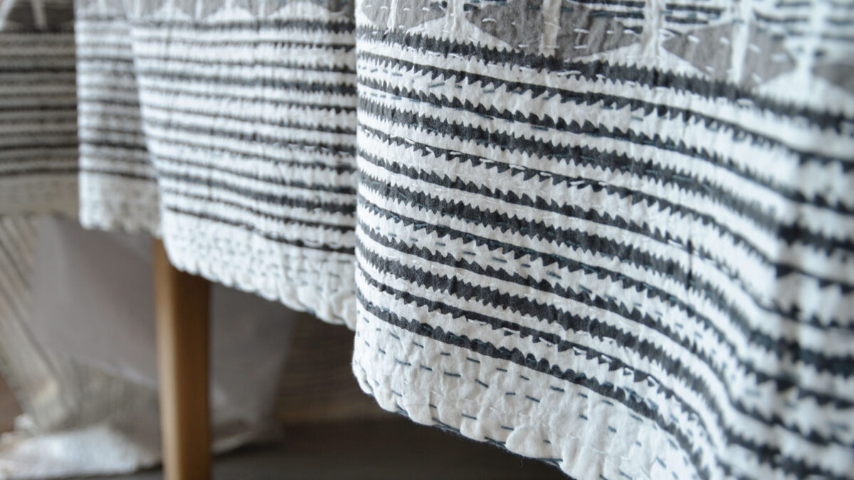 Block Print Stitched Cotton Bedspreads - Various Colours - Image 11