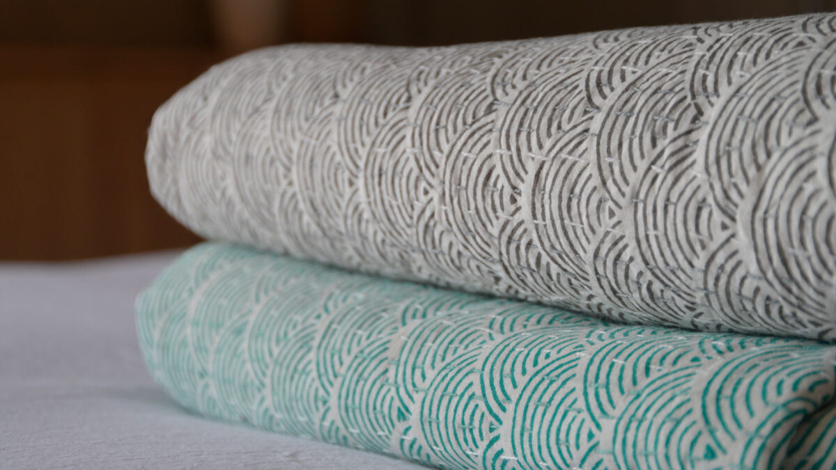 Block Print Stitched Cotton Bedspreads - Various Colours - Image 2