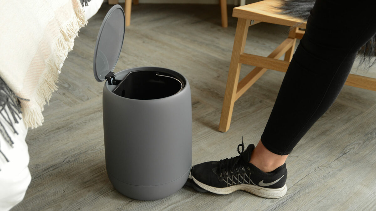 soft finish matt grey bathroom pedal bin