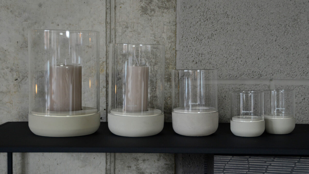 Blomus concrete and glass candle holders in a choice of sizes