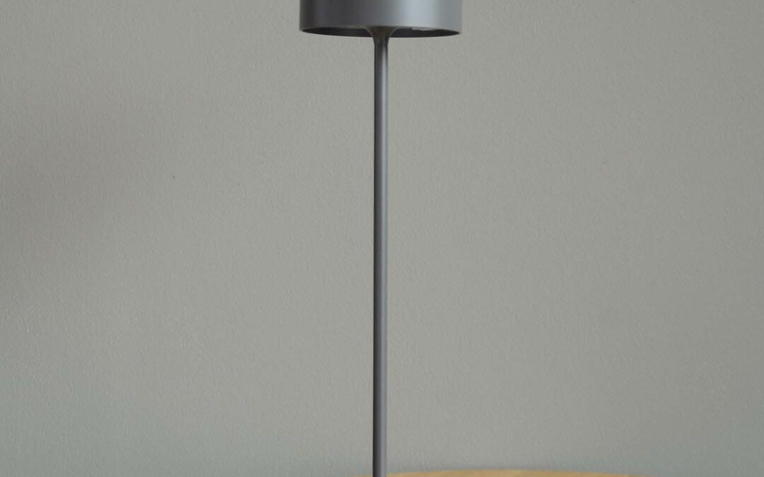 grey portable wireless table lamp for indoor and outdoor use