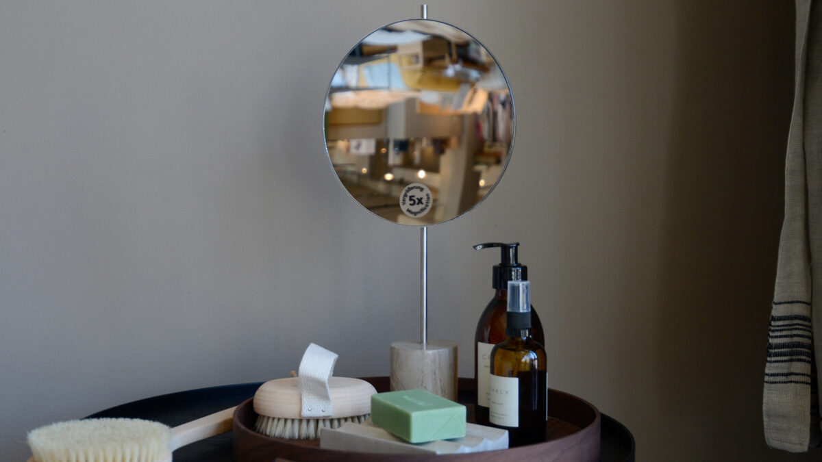 Marble bathroom accessories - Magnifying Mirror & Soap Dish