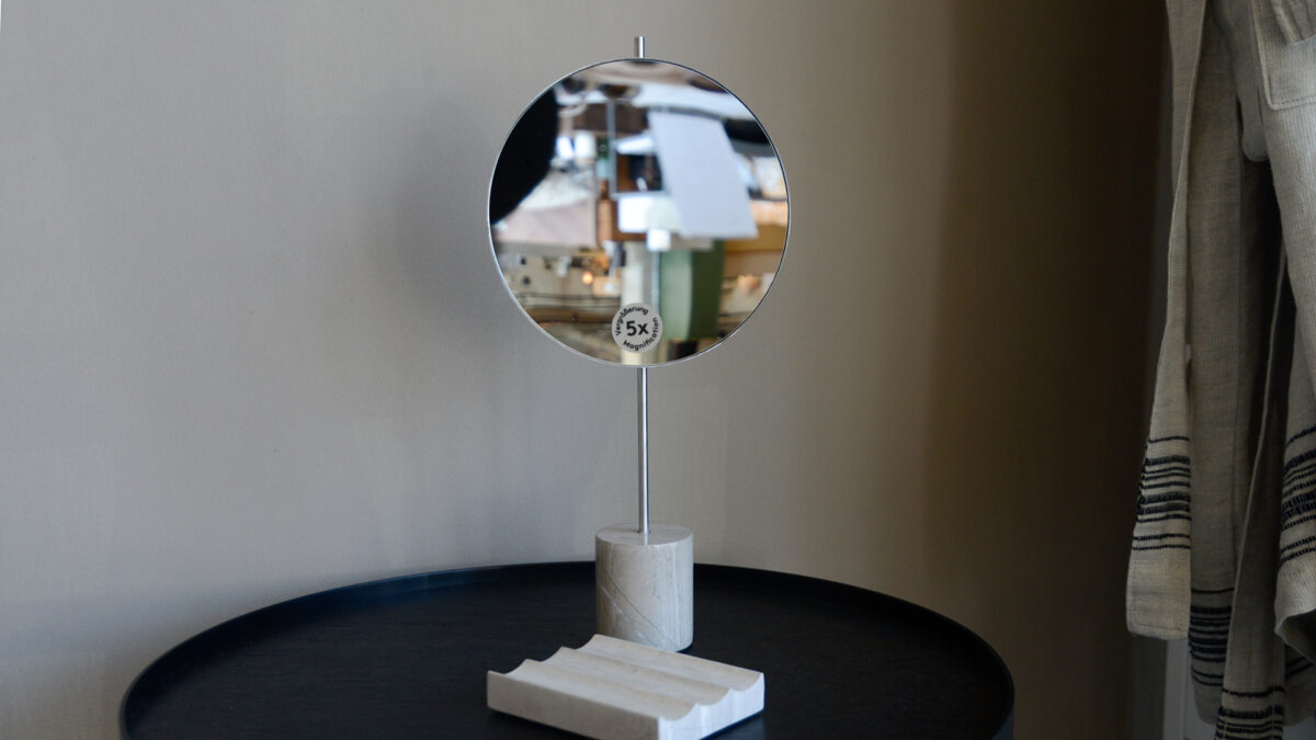 Blomus marble mirror and soap dish plain