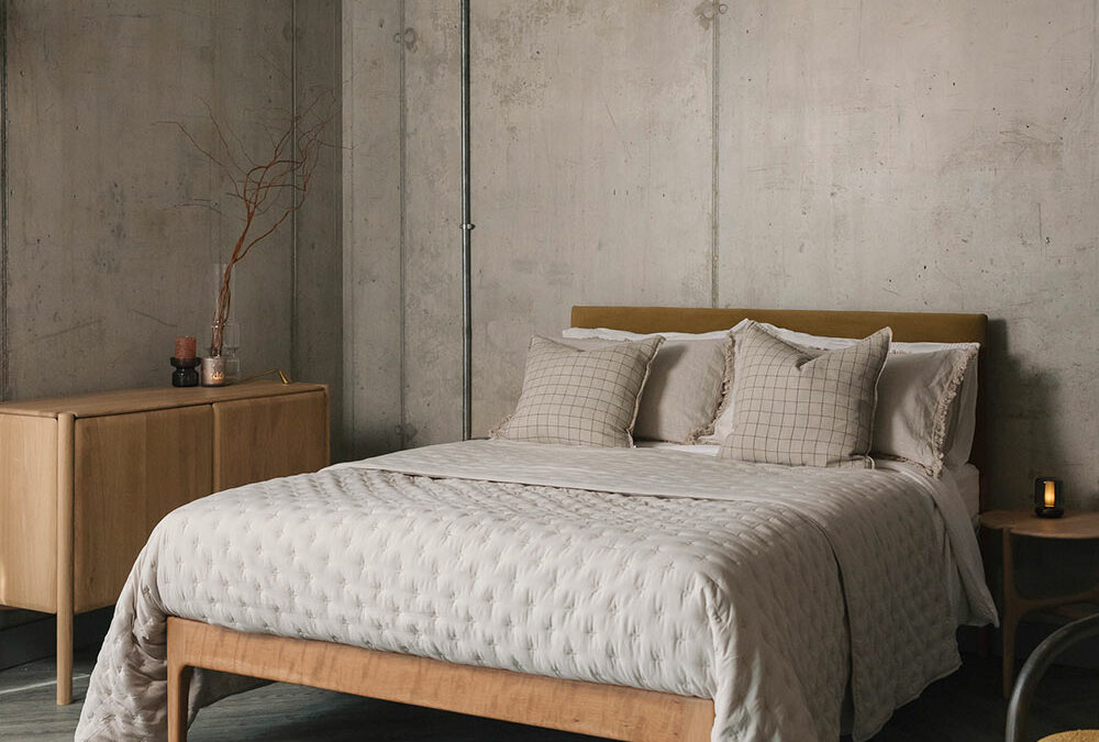 Bloomsbury bed with stone bedding portrait