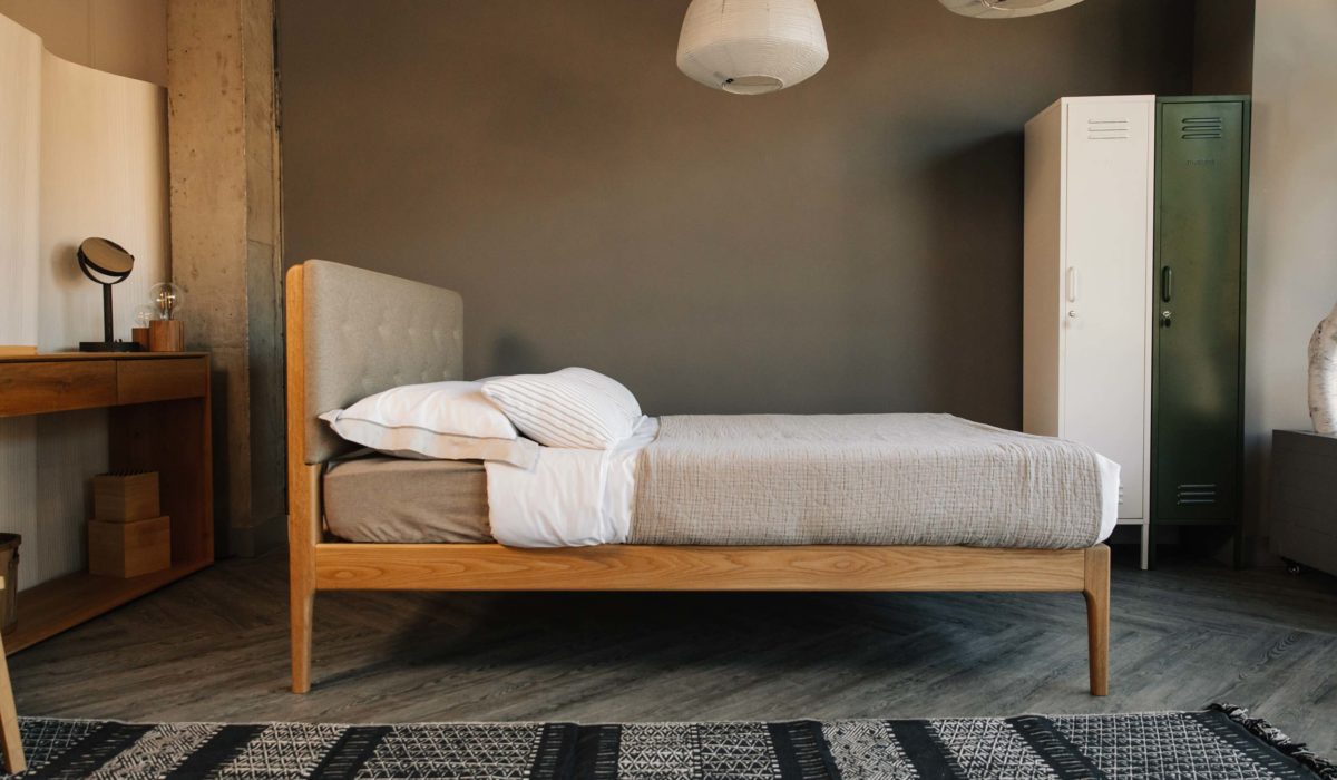 Bloomsbury modern upholstered bed side view scaled