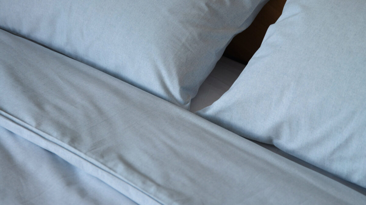 pale blue eco Bedding made from 100% recycled denim fibres